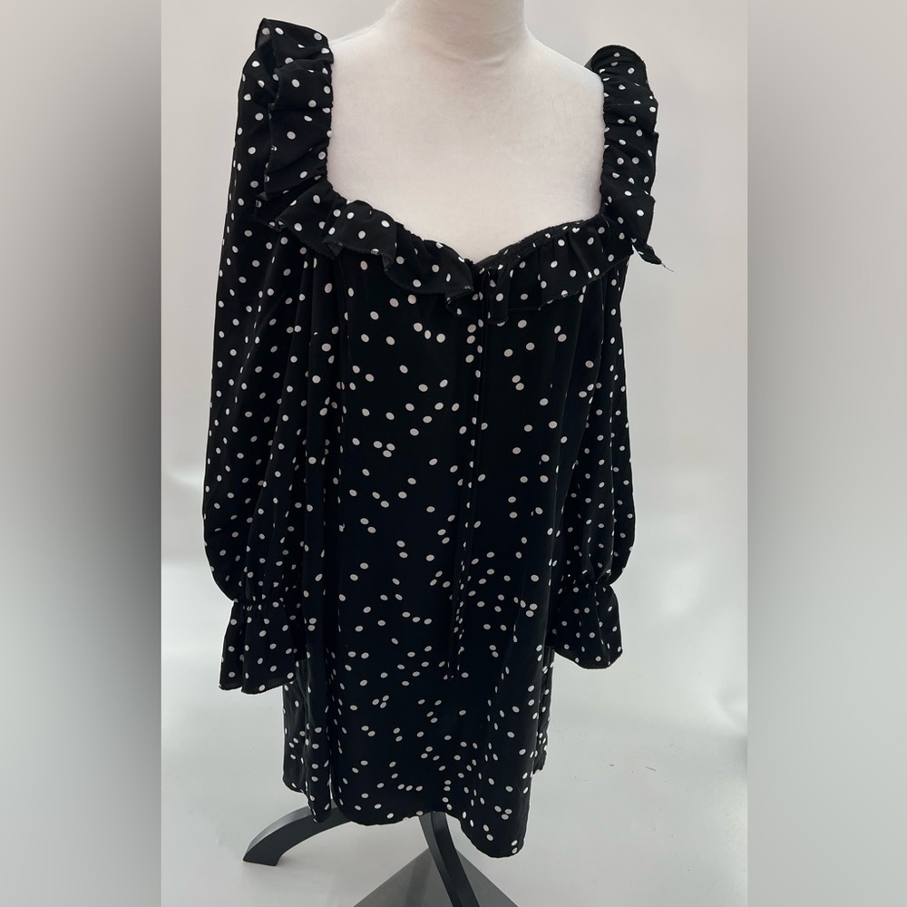 BOOHOO POLKA DOT MILKMAID STYLE DRESS SZ 14